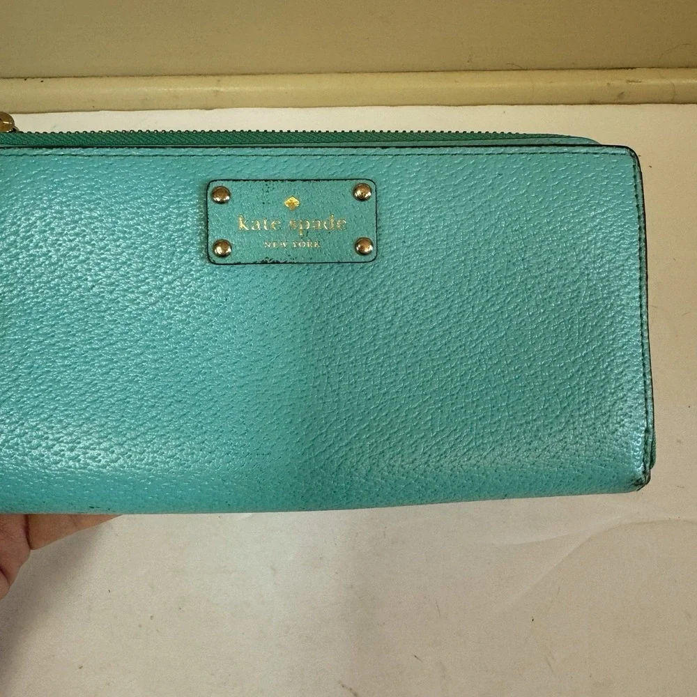 Kate Spade Wellesley Neda Leather Zip Around Wallet Robin Egg Blue/Tiffany Blue